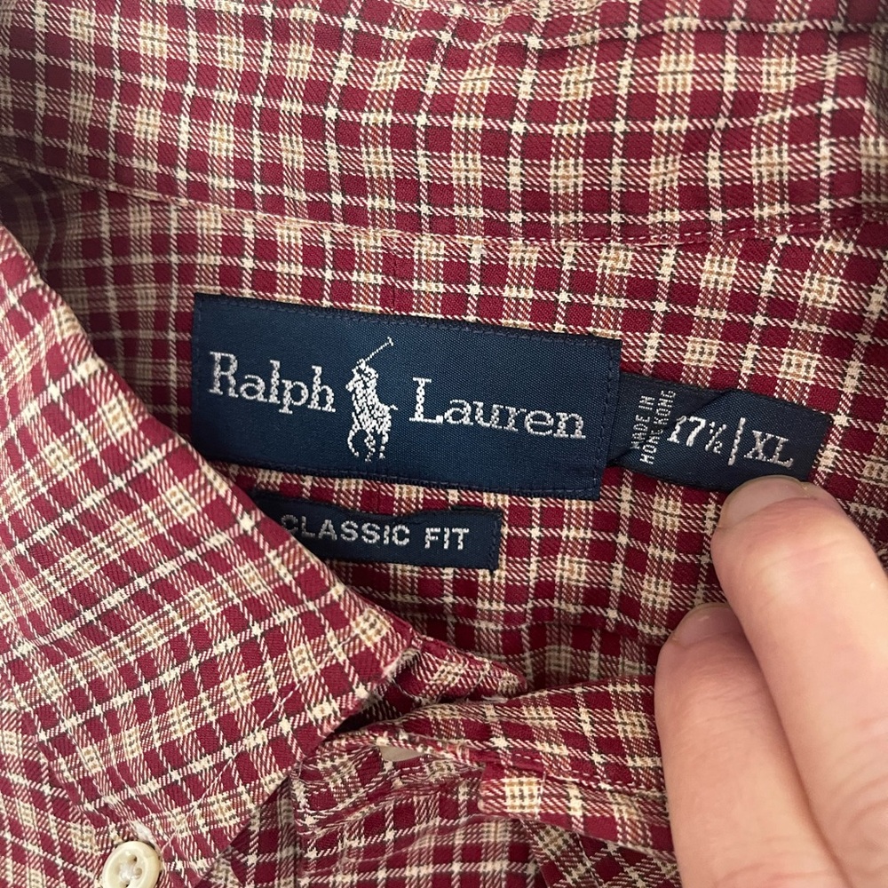 Ralph Lauren Men's size XL red/brown Plaid Button Down Shirt - Picture 5 of 6